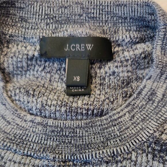 J. Crew Blue/White Ribbed Long Sleeve Crew Neck Sweater with Snap Cuffs Size XS. - Picture 2 of 7